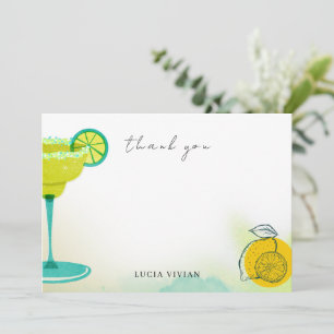 Greeny Watercolor Margarita Limones Brautparty Dankeskarte