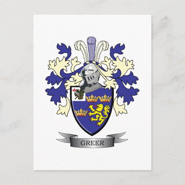Greer Familienwappen Coat of Arms Postkarte (Vorderseite)