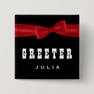 GREETER Hochzeits-individueller Name V02S ROT Button