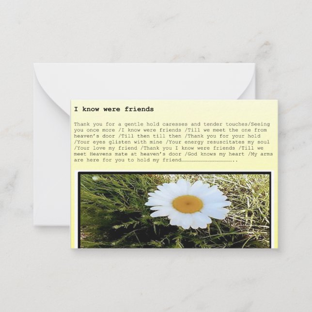 Greeting card a set of 10  'I know were friends' Mitteilungskarte (Vorderseite)