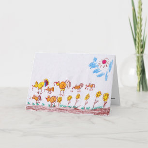 GREETING CARD: "Hühner" von Ma Theu (2. Klasse) Karte