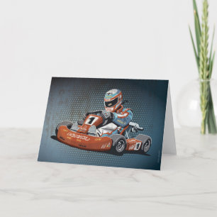 Greeting Card Motor Racing Go-Kart Driver Grunge Karte