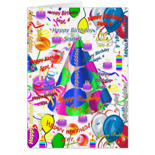 Greeting Card September, 4 Birthday