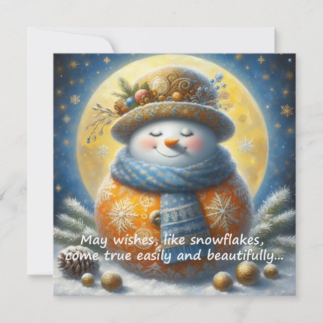 Greeting card with a cute snowman (Vorderseite)