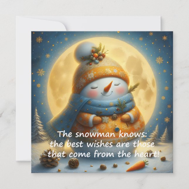 Greeting card with a cute snowman (Vorderseite)