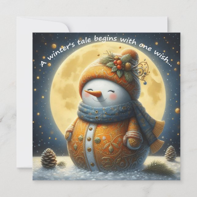 Greeting card with a cute snowman (Vorderseite)