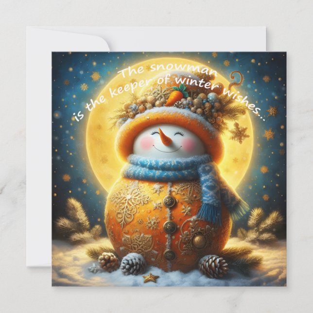 Greeting card with a cute snowman (Vorderseite)