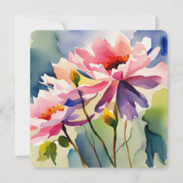Greeting Card with Watercolor Flowers - 2 Mitteilungskarte