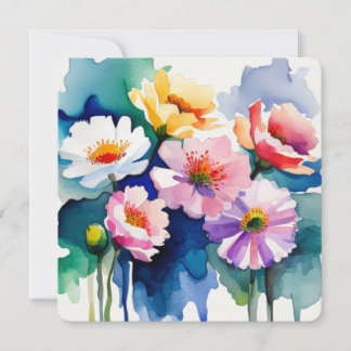 Greeting Card with Watercolor Flowers - 4 Mitteilungskarte