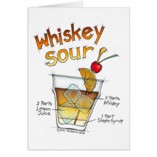 GREETING CARDS - WHISKEY SOUR RECIPE COCKTAIL ART