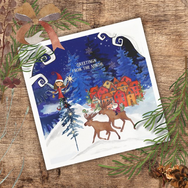 Greeting from the North Moose Village Serviette (Greeting from the North Moose Village Napkins)