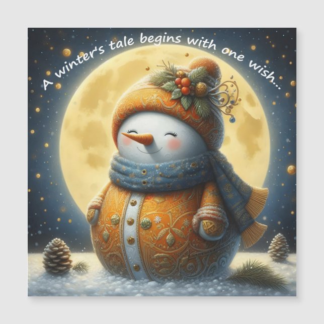 Greeting magnet with a cute snowman (Vorderseite)