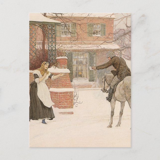 Greeting the Postman by Robert Walker Macbeth Postkarte (Vorderseite)