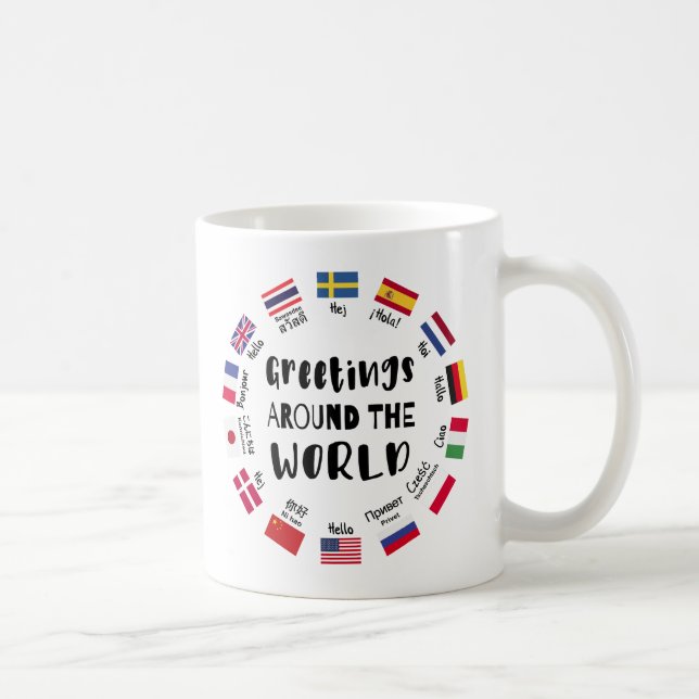 Greetings around the world, Hello in all languages Kaffeetasse (Rechts)