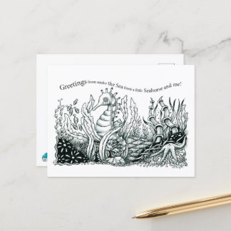 Greetings from a little seahorse postkarte