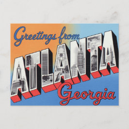 Greetings from Atlanta Georgia Vintage Skyline Postkarte
