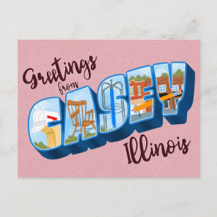 Greetings from Casey, Illinois Vintage Postkarte