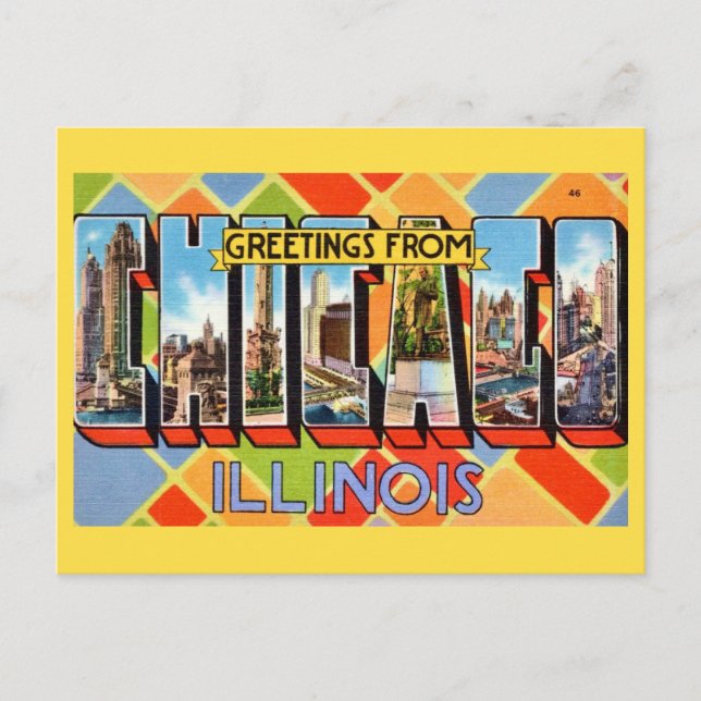  Greetings from Chicago Postcard Postkarte (Vorderseite)