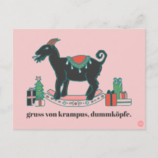 "Greetings from Krampus" Snarky Christmas Postcard Postkarte