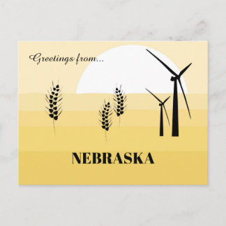 Greetings from Nebraska State Sunny Monochromatic  Postkarte