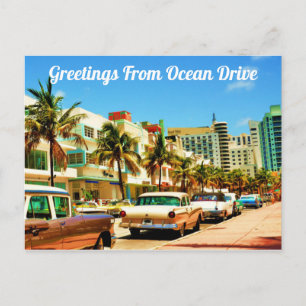 Greetings From Ocean Drive Postcard Postkarte