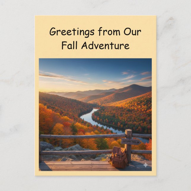Greetings from Our Fall Adventure Travel Postkarte (Vorderseite)