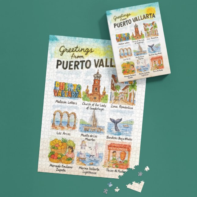 Greetings from Puerto Vallarta | Watercolor Travel Puzzle (Von Creator hochgeladen)