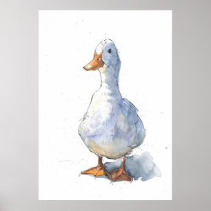 Greetings White Duck Poster