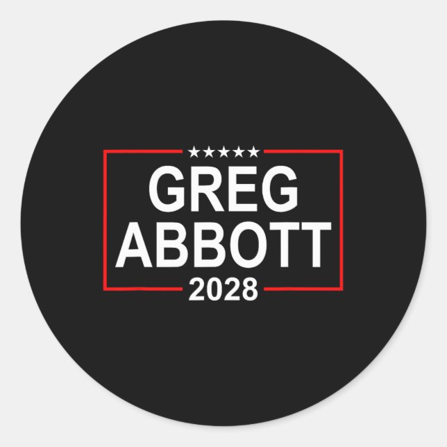 Greg Abbott 2028 Presidential Election July 4th Re Runder Aufkleber (Vorderseite)