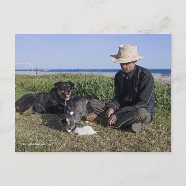 Greg Pike mit Booger, Kitty und Mousey Postkarte (Vorderseite)