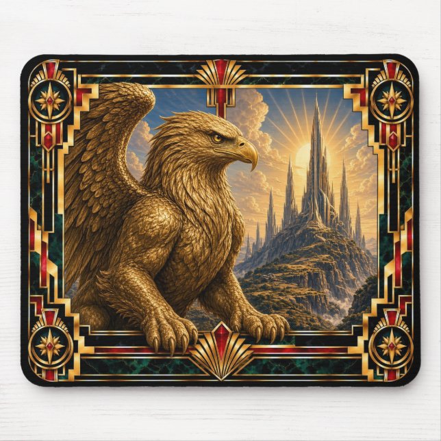 Greif, Art Deco Mythisch Mousepad (Vorne)