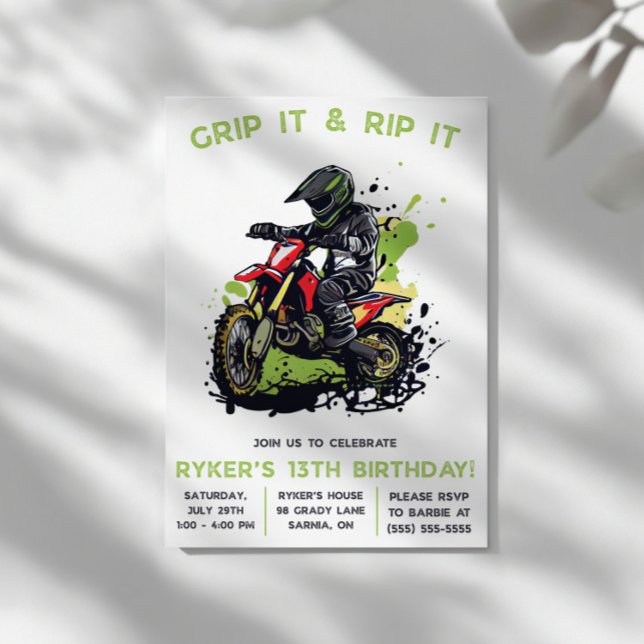 Greif es und rippe es! Motocross, Dirt Bike Geburt Einladung (Von Creator hochgeladen)