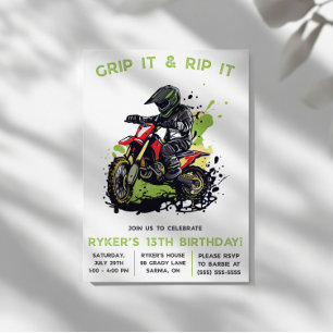 Greif es und rippe es! Motocross, Dirt Bike Geburt Einladung