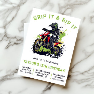 Greif es und rippe es! Motocross, Dirt Bike Geburt Einladung