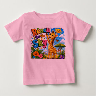 Greif nach den Sternen Süßes Giraffen-Cartoon-De Baby T-shirt