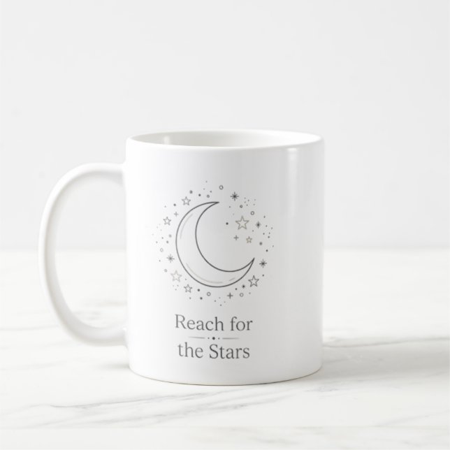 Greife Nach Den Sternen Mond Ästhetik Tasse (Links)