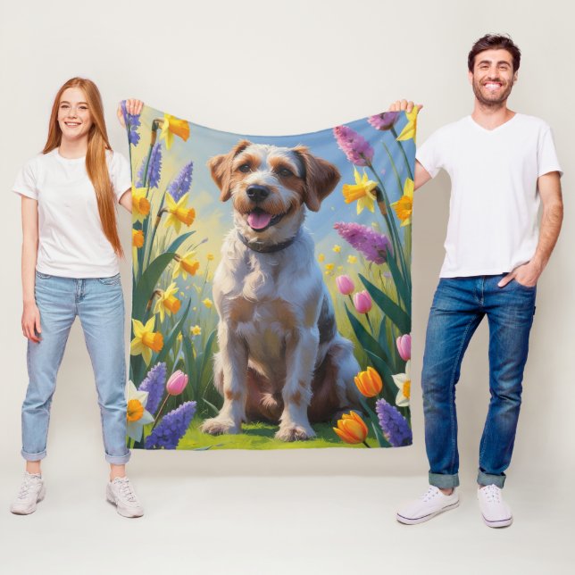 Greifgesichtsblumen aus Griffon-Frühlingsblumen Fleecedecke (Beispiel)