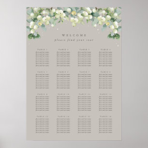 Greige 20x28" 16 Tische von 8 Seating Chart Poster