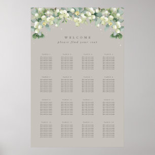 Greige 24x36" 16 Tische mit 8 Sitzen Chart Poster
