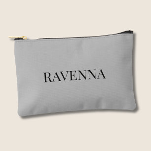 Greige Luxus personalisiertes Serif Name Geschenk Zubehörtasche