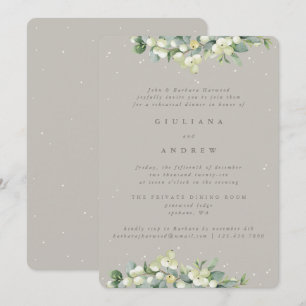 Greige Schneebeer+ Eukalyptus Hochzeitsprobe Einladung