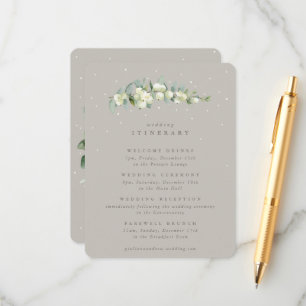 Greige Snowberry+Eucalyptus Stem Wedding Itinerary Begleitkarte