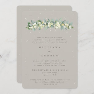 Greige Snowberry+Eucalyptus Wedding Probe Einladung