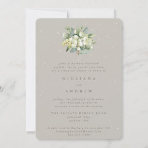Greige Snowberry+Eucalyptus Wedding Probe Einladung