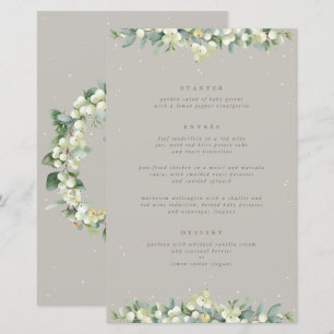 Greige Snowberry+Eukalyptus 3 Course Wedding Menu