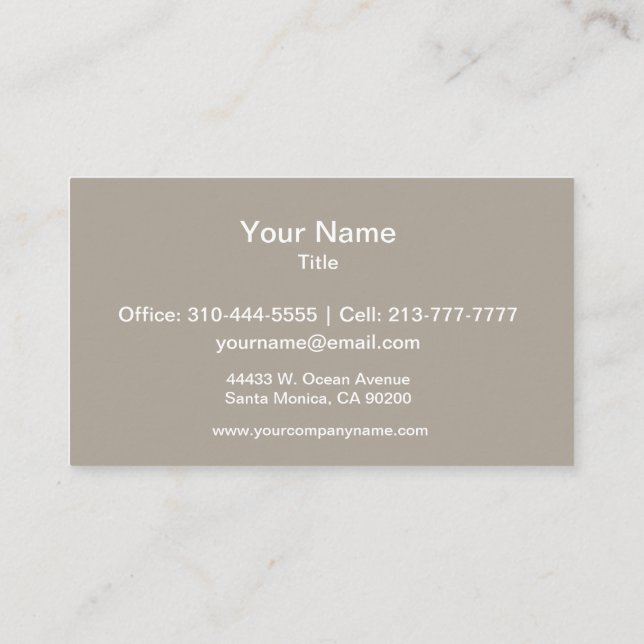 Greige Solid Color Anpassen Visitenkarte (Rückseite)