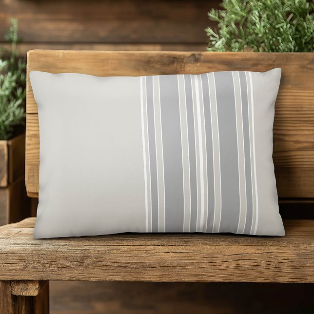 Greige und graue Streifen Off-Center Moderne #D3CF Zierkissen (Custom Pillow)