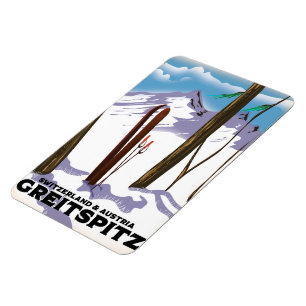 Greitspitz Schweiz & Österreich Ski-Plakat Magnet
