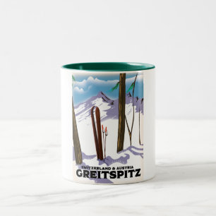 Greitspitz Schweiz & Österreich Ski-Plakat Zweifarbige Tasse
