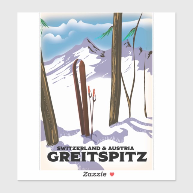 Greitspitz Schweiz & Österreich Skiposter Aufkleber (Blatt)